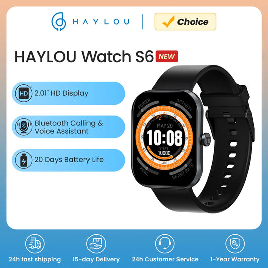 HAYLOU Watch S6 Voice Calling Smart Watch Men Health Monitoring IP68 Waterproof Smart Notifications Voice Assistant Smartwatch