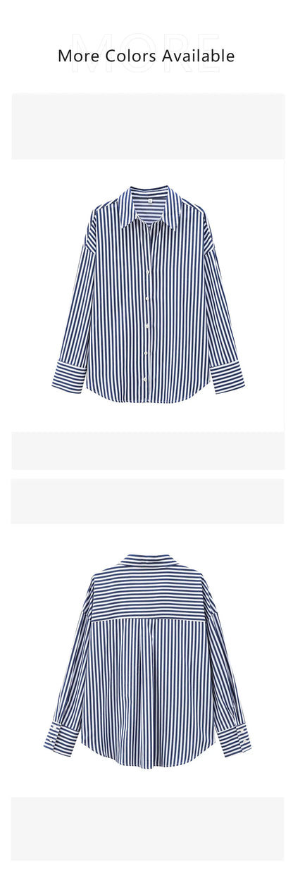 2025 autumn new women's clothing style fashionable casual versatile loose basic poplin shirt