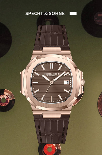 New Specht&Sohne Men's Watches Mechanical Watch Japan Miyota 8215 Movt Rose Gold Stainless Steel Classic 5711 Watch Waterproof