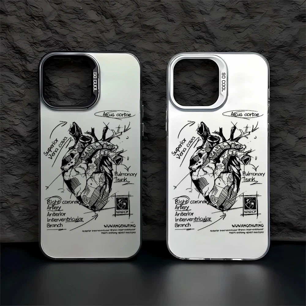 Creative Cardiovascular model Heart Medical Phone Case For iPhone 15 Pro Max 11 12 13 14 16 Pro XS XR 7 8 Plus Anti-drop Cover
