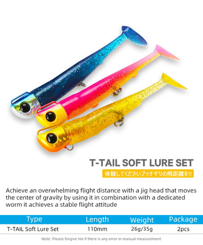 Soft Worm 110mm 35g Ultra Long Casting Fishing Lure For Seabass Flounder Sea Fishing Soft Bait With Jig Hooks