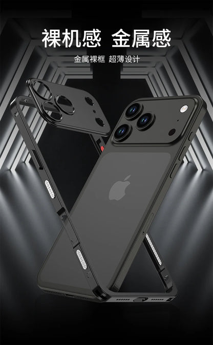 Metal Frame Bumper Phone Case For iPhone 17 16 15 14 13 Pro Max Plus 17Air Aluminum Alloy Lens Heat Dissipation Shockproof Cover