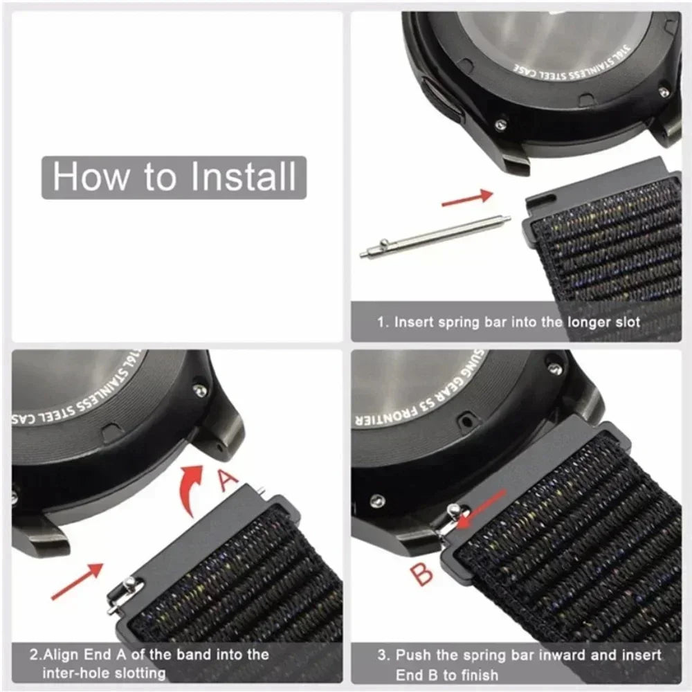 Smart Watch Strap for Amazfit Balance GT4/3/2 46mm Nylon Loop Bracelet for Samsung Galaxy Watch 4/6 Classic 5 Pro 45mm