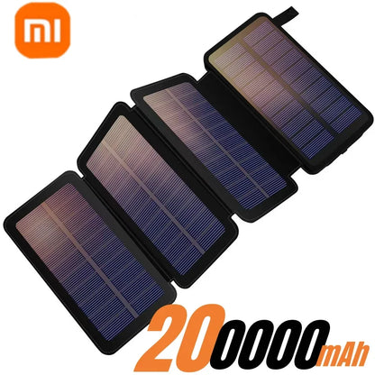 200000mAH Solar Power Bank Folding Solar Panels 5V 2A USB Output Portable Outdoor Camping Sun Power For IPhone Android