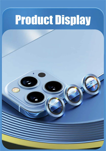 Protector For iPhone 16 Pro Max 15 14 13 12 Mini Pro Max Metal Ring Tempered Glass Lens Cover Cap