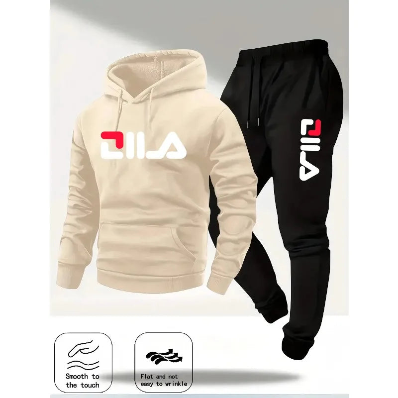 2025Spring and Autumn men's casual suit hooded sweatshirt and sweatpants 2-in-1 comfortable suit suitable for both men and women