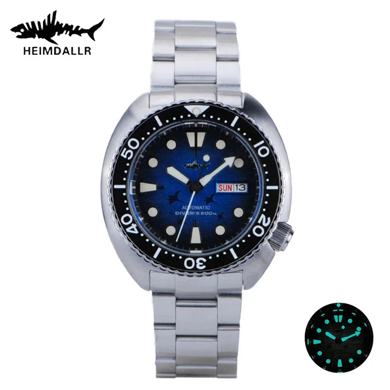 HEIMDALLR Diver Men's Watch Turtle King Sapphire Crystal 316L Steel NH36 200M Water Resistant Luminous Automatic Mechanica Watch