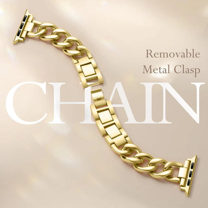 Metal Chain Link Compatible For Apple Watch Band Series Women Men Classic Watch Strap Replacement Accessories Smartwatch Bands