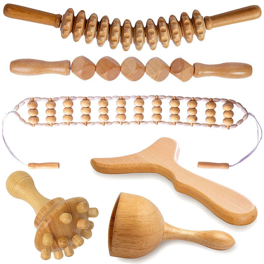 Body Wood Therapy Complete Kit Wooden Maderotherapy Kit for Reductive Massage Colombian Wood Therapy Tools for Body Contour Tool