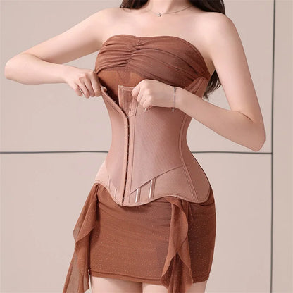 U-shaped Waist Trainer Corset Women Buttoned Shapers Breast Lifted Waist Trainer Steel Bone Slimming Women's Shapewear