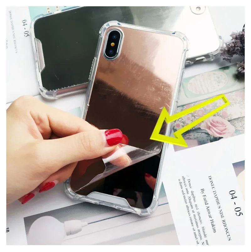 Mirror Phone Cases For IPhone 17 16 15 14 13 12 11 Pro Max Xr Xs 8 7 Plus SE2/SE3 Shockproof Soft TPU Cover