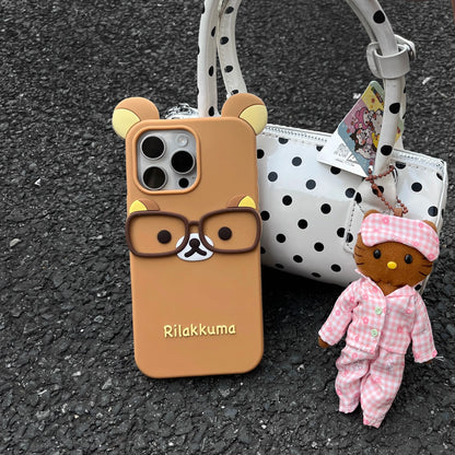 New Glasses Rilakkuma For iPhone 17 16 15 14 13 12 11 Pro Max Plus 6 7 8 Plus Silicone Soft Cover Case