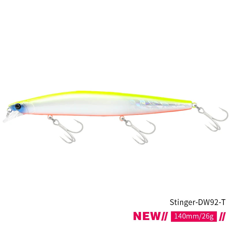 Minnow Sea Fishing Lure STINIGER 140mm 26g Piston Weight Ultra Long Casting Seabass Inshore Hard Baits