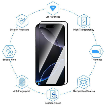 Tempered Glass Screen Protectors for IPhone 17/17 Air/17 Pro/17 ProMax 9H Hardness Tempered Films with Dustproof Hole