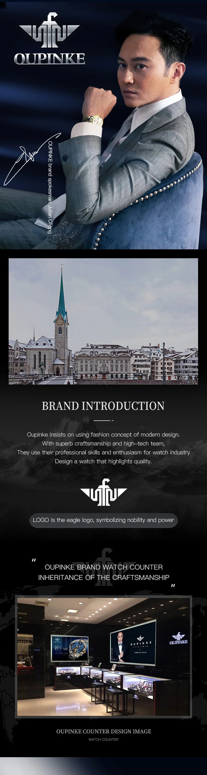 OUPINKE 3263 Automatic Mechanical Watch Multifunctional Dial Auto Date Waterproof Night light Watch Original Brand