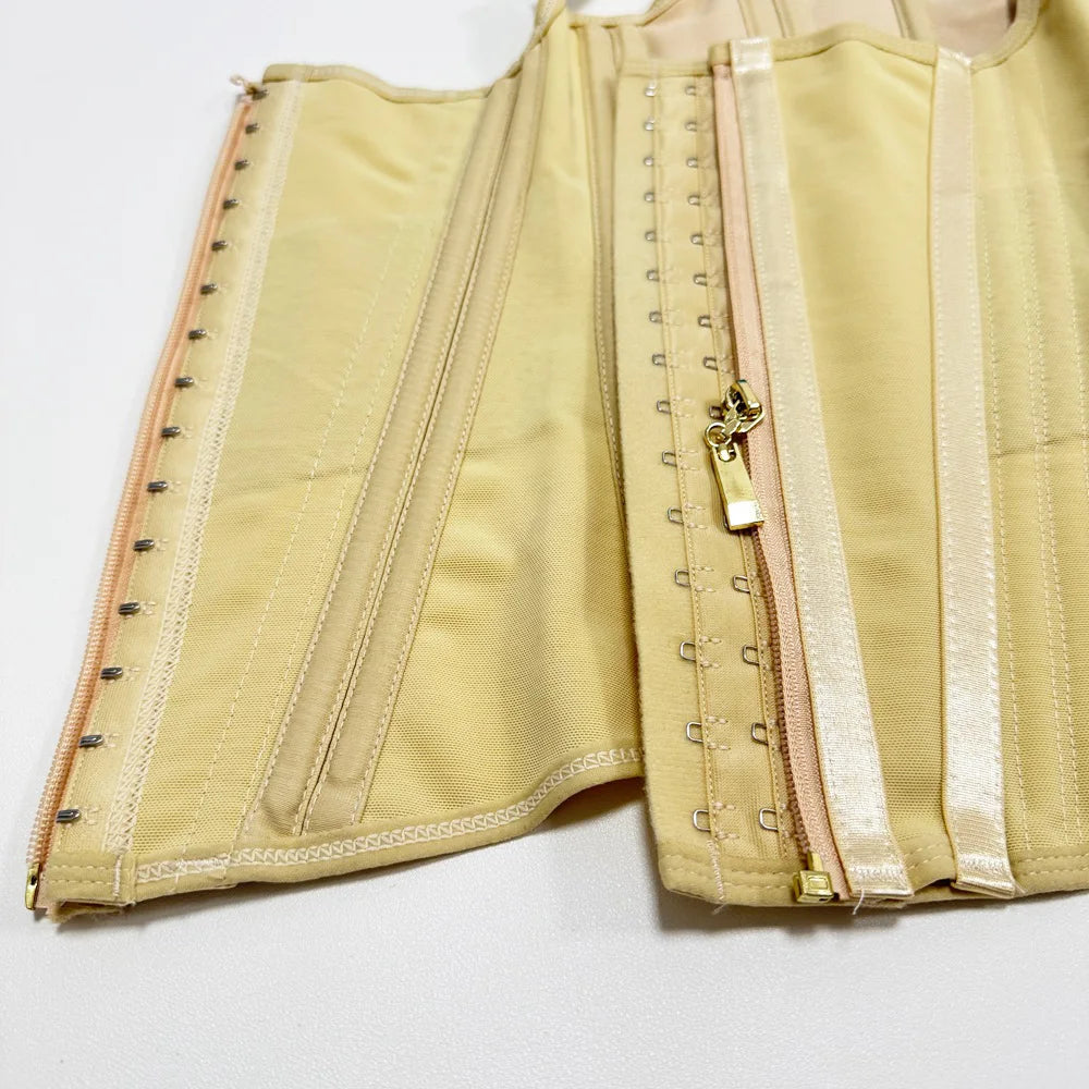 Body Shaper Shapewear Women Vest Tops Double Compression Waist Trainer Corset Adjustable Zipper and Hook-eyes