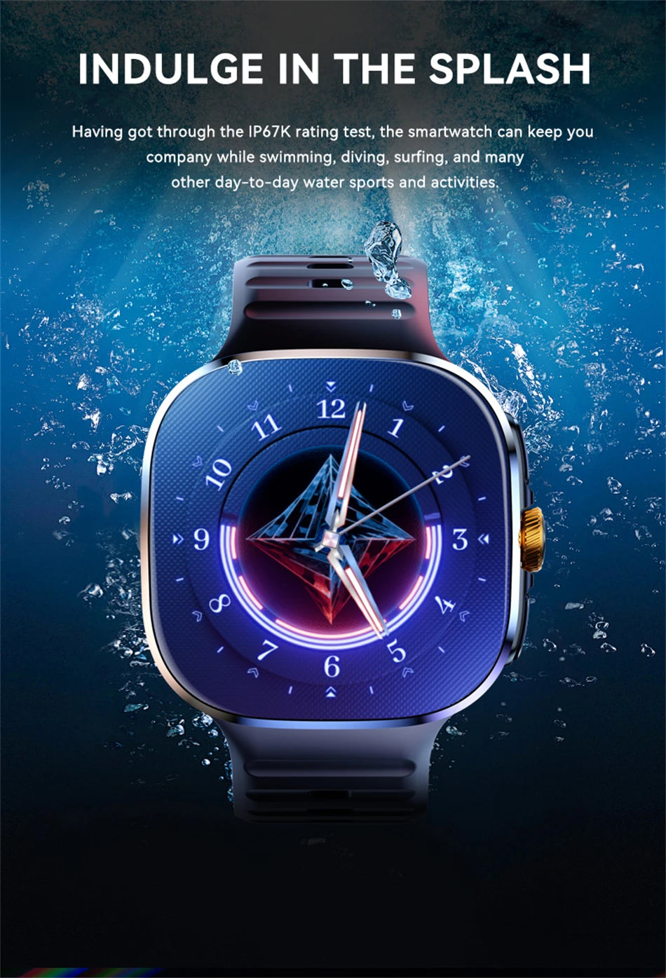 Smart Watch 720*720 AMOLED 2.40 inch Screen Video Call 8GB+128GB RAM 2100 mAh Google Play WIFI GPS Smartwatch