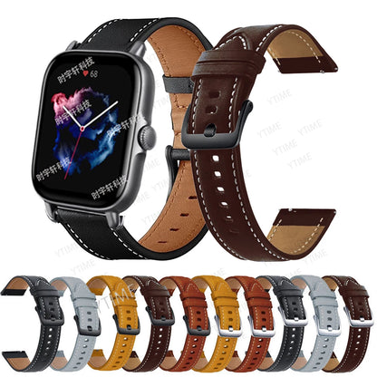 Strap For Amazfit Active/GTS 4 Mini/GTS 3/GTS 2/GTS 2E Leather Band Bracelet For Amazfit GTR 42mm/Mini Watchband Wristband