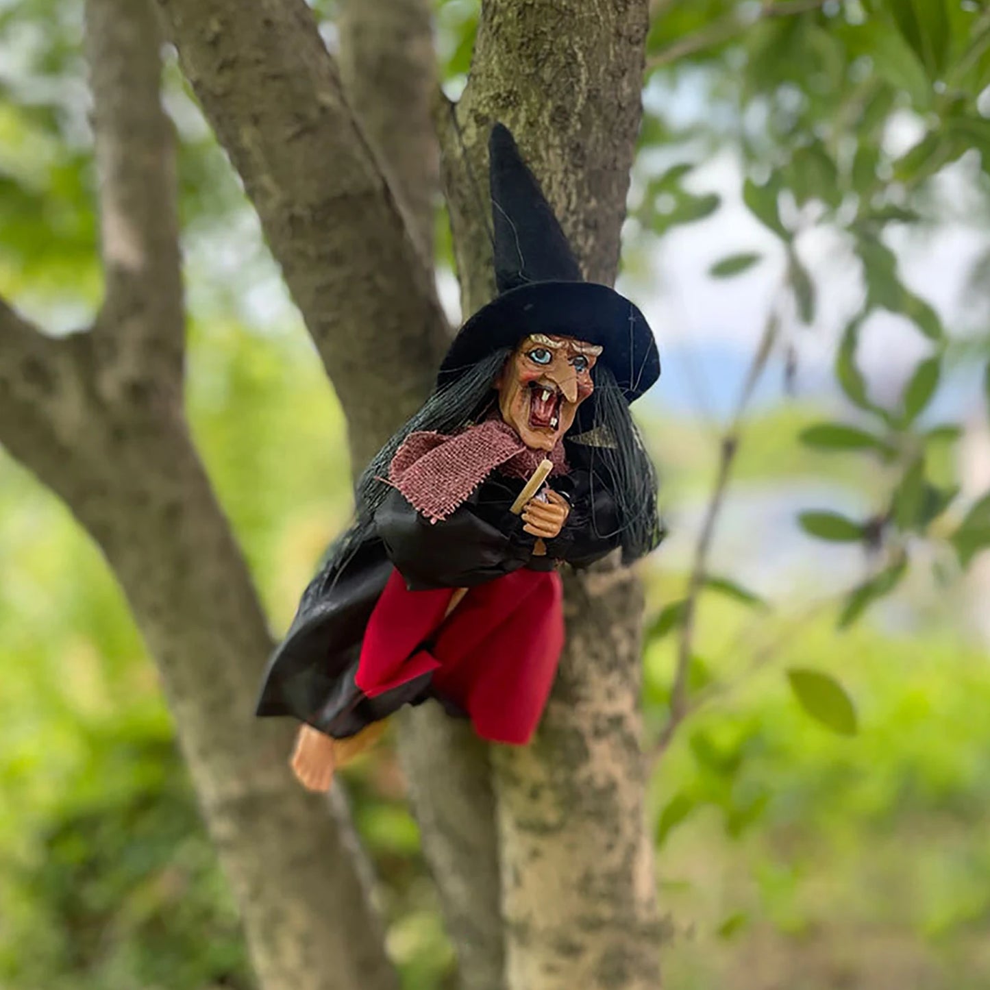 Halloween Horror Witch Hanging Doll With Glowing Eyes And Spooky Sounds Halloween Decorations For Home Garden Holiday Gift