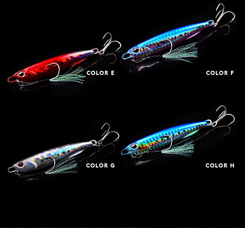 Metal Jig 10G - 60G Artificial Baits Hard Baits Vibrant Fishing Lures for Freshwater & Saltwater