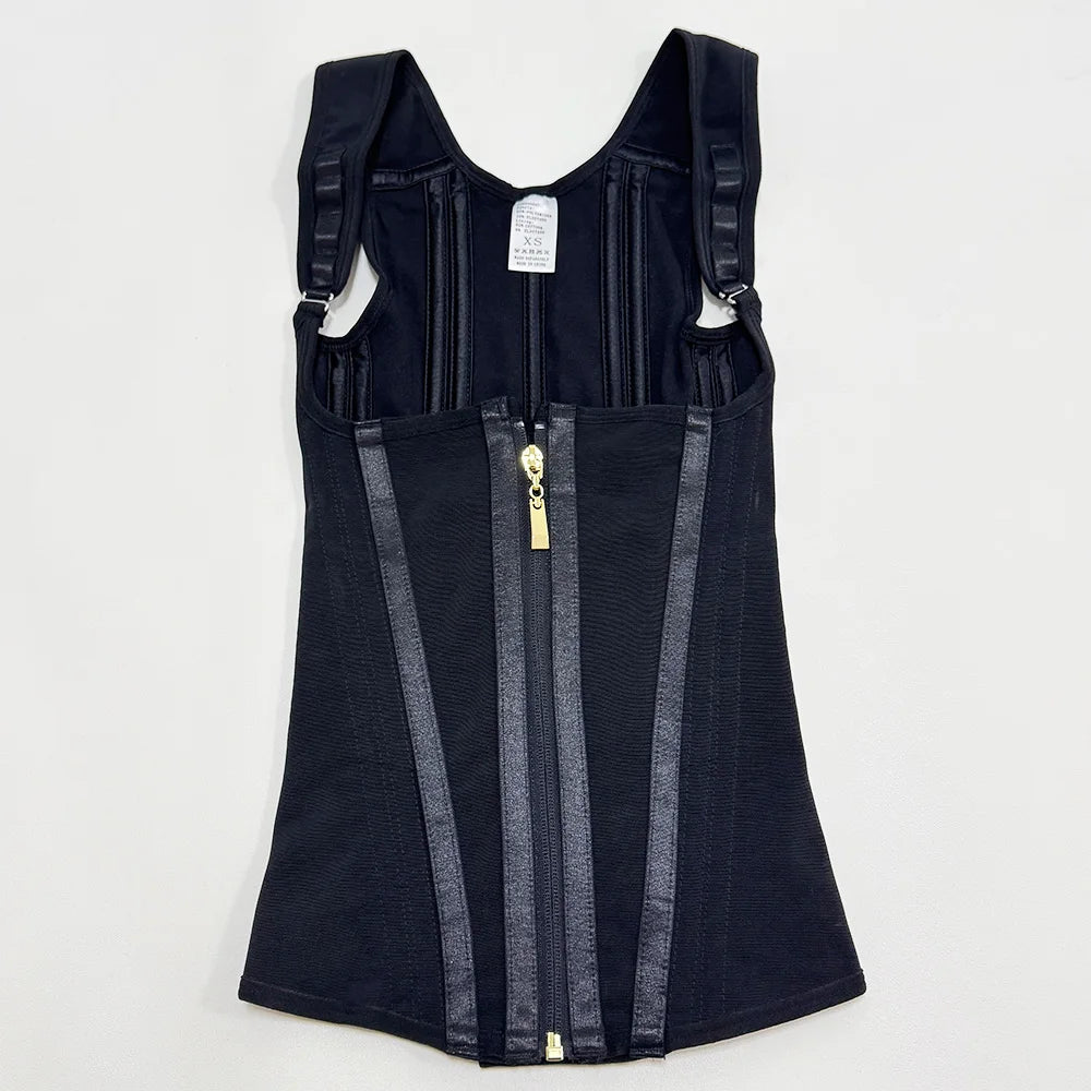 Body Shaper Shapewear Women Vest Tops Double Compression Waist Trainer Corset Adjustable Zipper and Hook-eyes