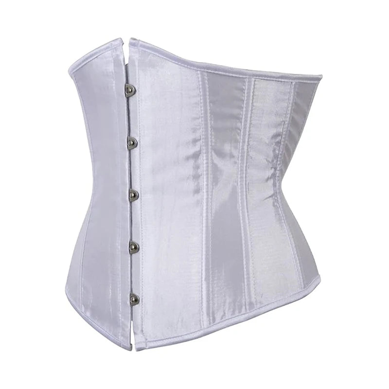 BurVogue Women's Satin Underbust Corset Bustier Waist Training Cincher Plus Size  Lace Up Bustiers & Corsets