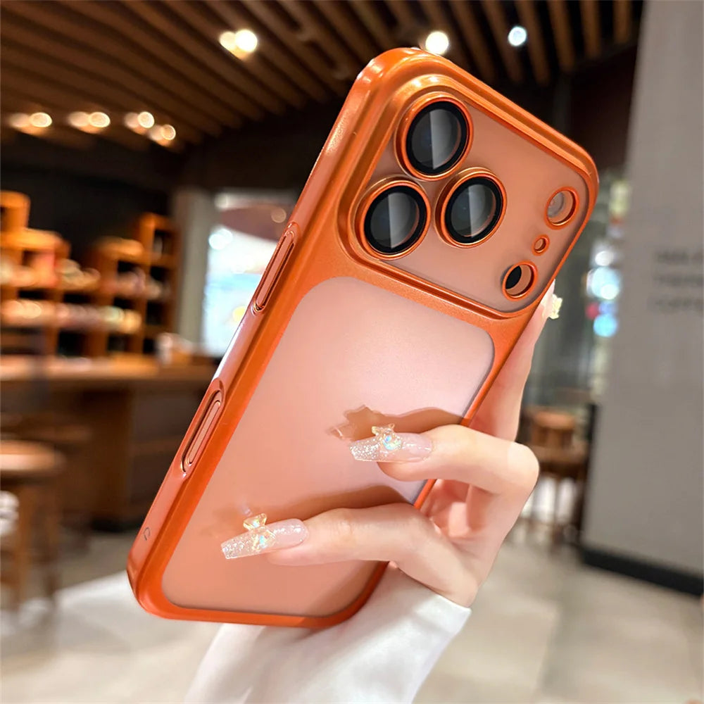 Luxury Original Matte Clear Frosted Phone Case For iPhone 17 16 15 14 13 12 11 Pro Max Air Lens Protection Shockproof Back Cover
