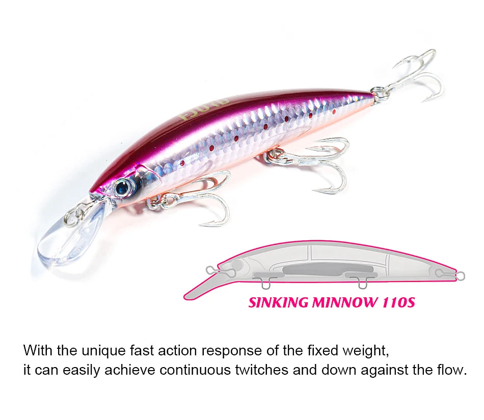 Sinking Minnow Fishing Lures Saltwater Freshwater Long Casting Sea Artificial Bait Jerkbait