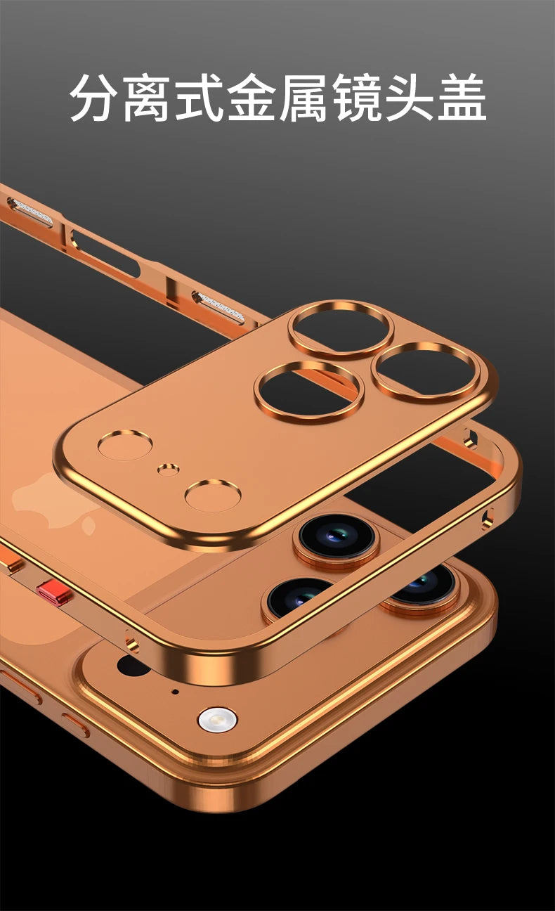 Metal Frame Bumper Phone Case For iPhone 17 16 15 14 13 Pro Max Plus 17Air Aluminum Alloy Lens Heat Dissipation Shockproof Cover