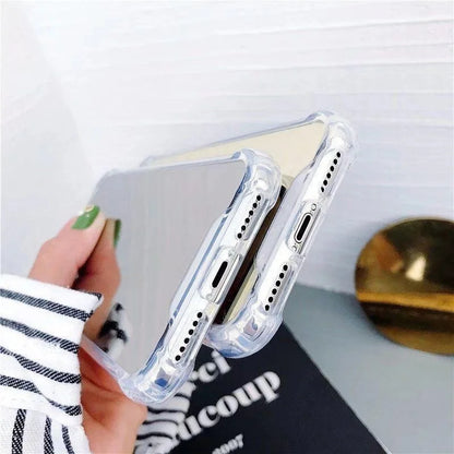 Mirror Phone Cases For IPhone 17 16 15 14 13 12 11 Pro Max Xr Xs 8 7 Plus SE2/SE3 Shockproof Soft TPU Cover