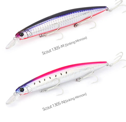Sinking Minnow Fishing Lure SCOUT 130mm 24g Long Casting Seabass Flounder Artificial Large Sea Fishing Hard Baits