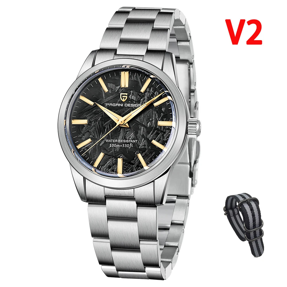 PAGANI DESIGN New Men Quartz WatchesTop Brand Sapphire Glass AR Coated Watch100M Waterproof Stainless Steel Watch for Men
