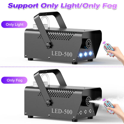 Fieryzeal 500W Smoke Machine Wireless Control Fog Machine RGB LED Stage Lighting Effect Professional Stage Fogger for Halloween