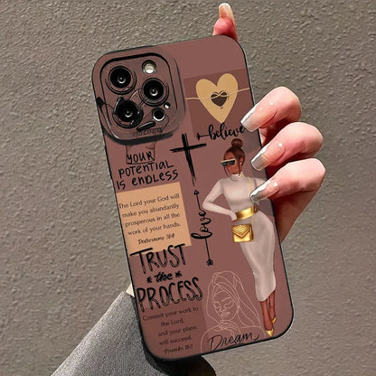 Fashionable Girl Illustration Phone Case For iPhone 17 16 15 14 13 12 11 16E X XR XS SE2 8 7 Plus Pro Max Mini Air Back Cover