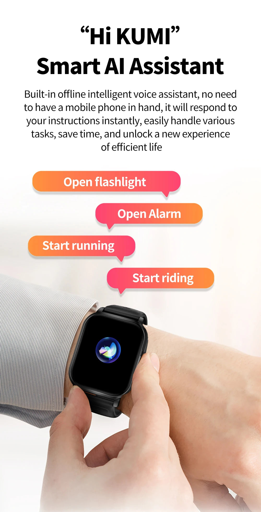 KUMI KU7 Meta 2.01″ High-definition Screen Smart Watch Bluetooth Call Heart Rate Measurement Oximetry Offline Intelligent Voice