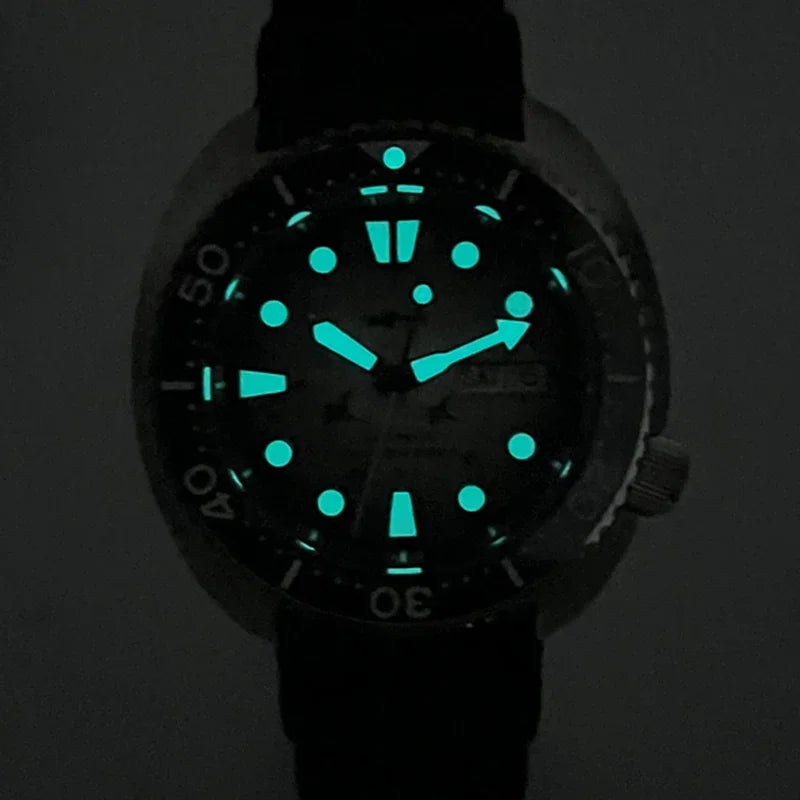HEIMDALLR Diver Men's Watch Turtle King Sapphire Crystal 316L Steel NH36 200M Water Resistant Luminous Automatic Mechanica Watch