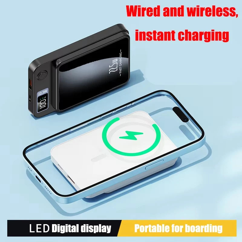 100000mAh Magnetic Wireless Power Bank Fast Charger For Magsafe Portable Auxiliary Battery Pack For iphone Huawei Samsung