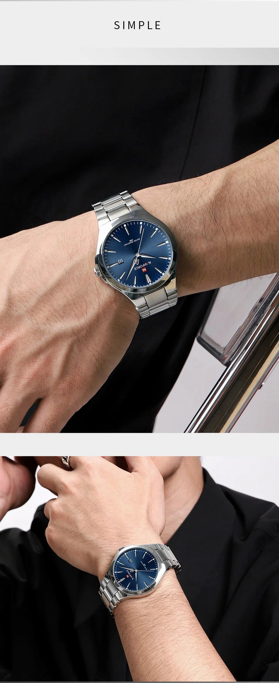 NAVIFORCE Original Design Fashion Men's Watches Stainless Steel Simple Calendar Male Waterproof Wristwatches Relogio Masculino