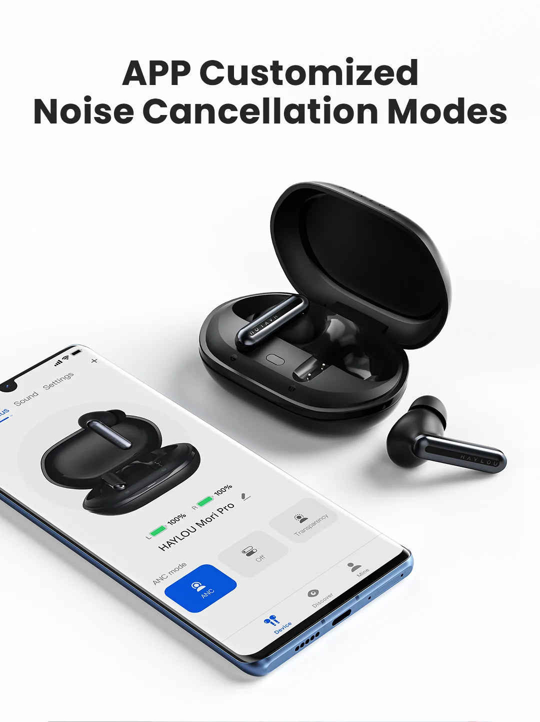 HAYLOU Mori Pro Bluetooth 5.4 Earphones Wireless  43dB Adaptive Noise Cancellation Earbuds 6 Mic Headphones 28H Battery Life