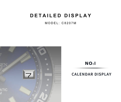 CADISEN New 38mm Diver Mens Watch Japan NH35A Automatic Mechanical Sapphire Glass Date Luminous 200M Waterproof Wrist watch Men