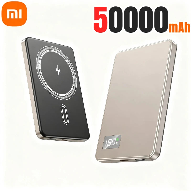 500000mAh Magnetic Power Bank Portable Wireless PD22.5W Fast Charging External Battery for Magsafe For iPhone Samsung