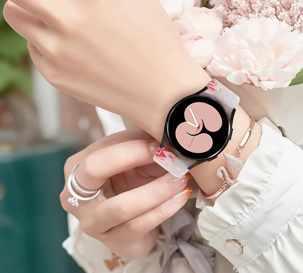 20mm Floral Band For Huami Amazift GTS 4/2/2e/3/GTS2 Mini/GTR 42mm Watch Bracelet Amazfit Bip 3 Pro Transparent Silicone Strap