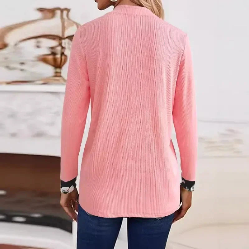 Long Sleeved New Printed Fake Two-piece Set Casual Fashion Temperament T-shirt Long Sleeved Cardigan