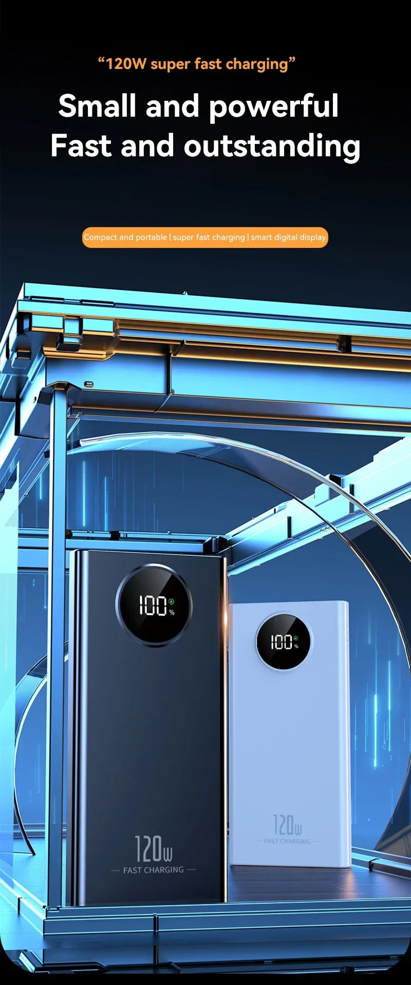 80000mah Power Bank 120W Super Fast Charging Ultra large Capacity For Mobile Power External Battery For iphone Xiaomi Samsung