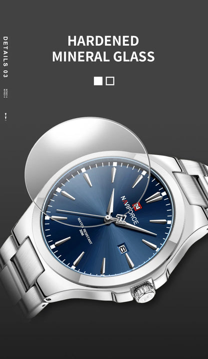 NAVIFORCE Original Design Fashion Men's Watches Stainless Steel Simple Calendar Male Waterproof Wristwatches Relogio Masculino