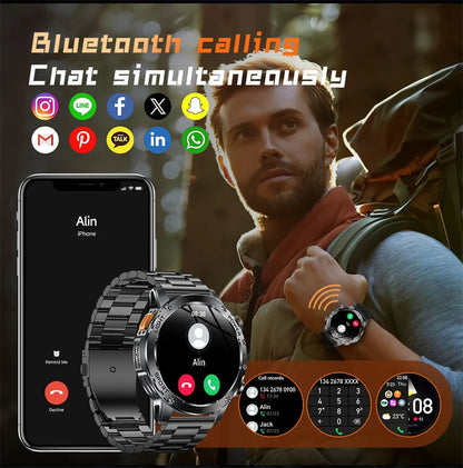 T-REX3 1000mAh Big Battery Smart Watch HD Bluetooth Call 1.7inch Large Sceen LED Flashlight Sports Waterproof Smartwatch Men