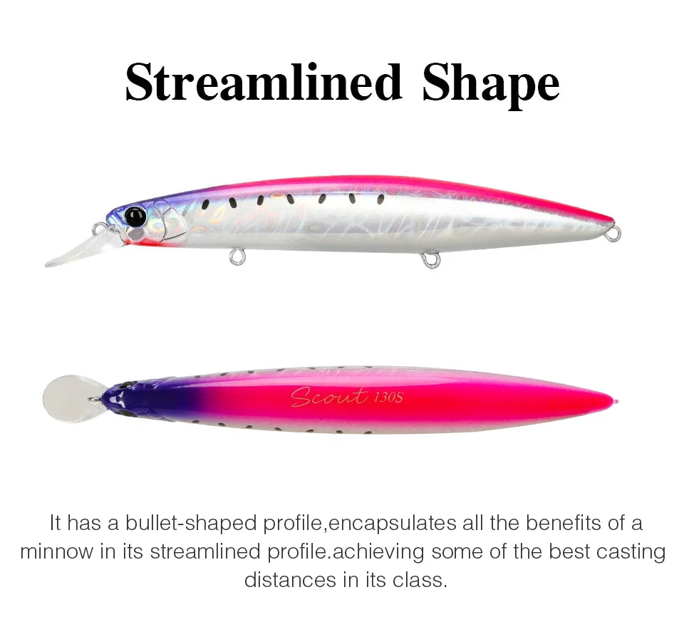 Sinking Minnow Fishing Lure SCOUT 130mm 24g Long Casting Seabass Flounder Artificial Large Sea Fishing Hard Baits