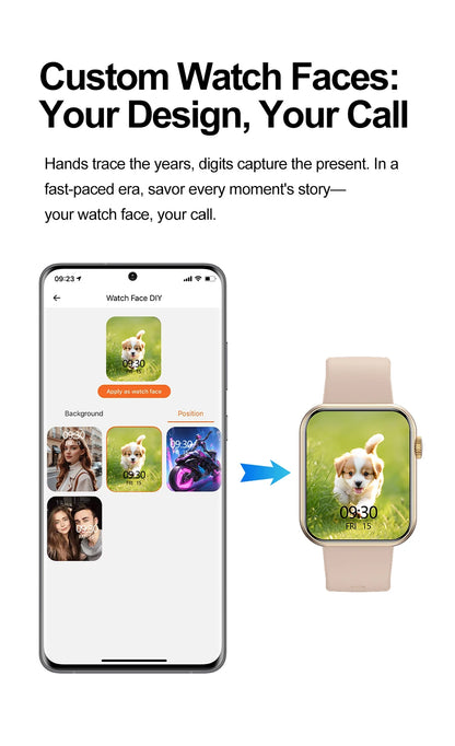 Smart Watch Full Touch Screen Bluetooth Call AI Voice Heart Rate Waterproof Watches Sports Bracelet Smartwatch Women