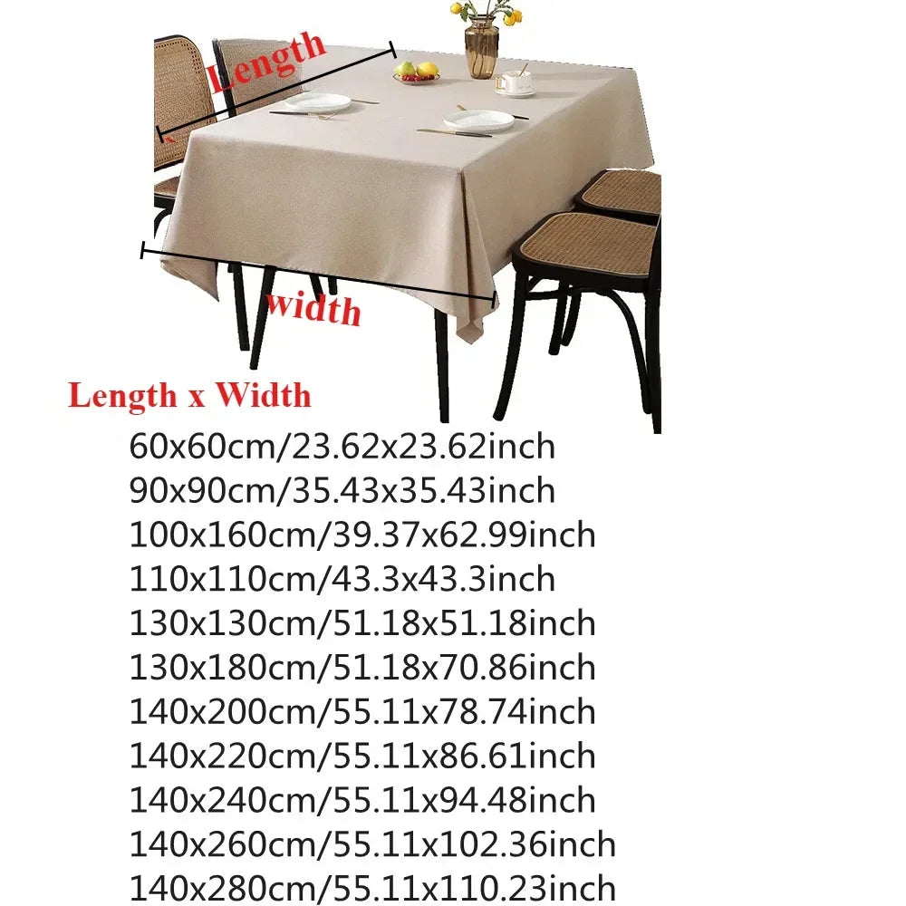 Waterproof Oilproof Kitchen Dining Tablecloth Solid Color Rectangle Tablecloth Cover Mat Oilcloth Antifouling Home Decoration
