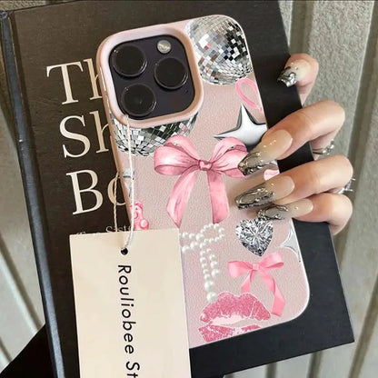 For iPhone 17 16 15 14 13 12 11 Pro Max Case Vintage Lip Print Leopard Print Pool Cover For iPhone 17Air 16 15Plus X XS XR Funda